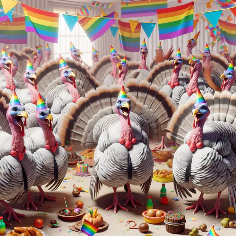 We vroegen AI om LGBTQ+-kalkoenen te maken voor Thanksgiving  special voor de Queer haters