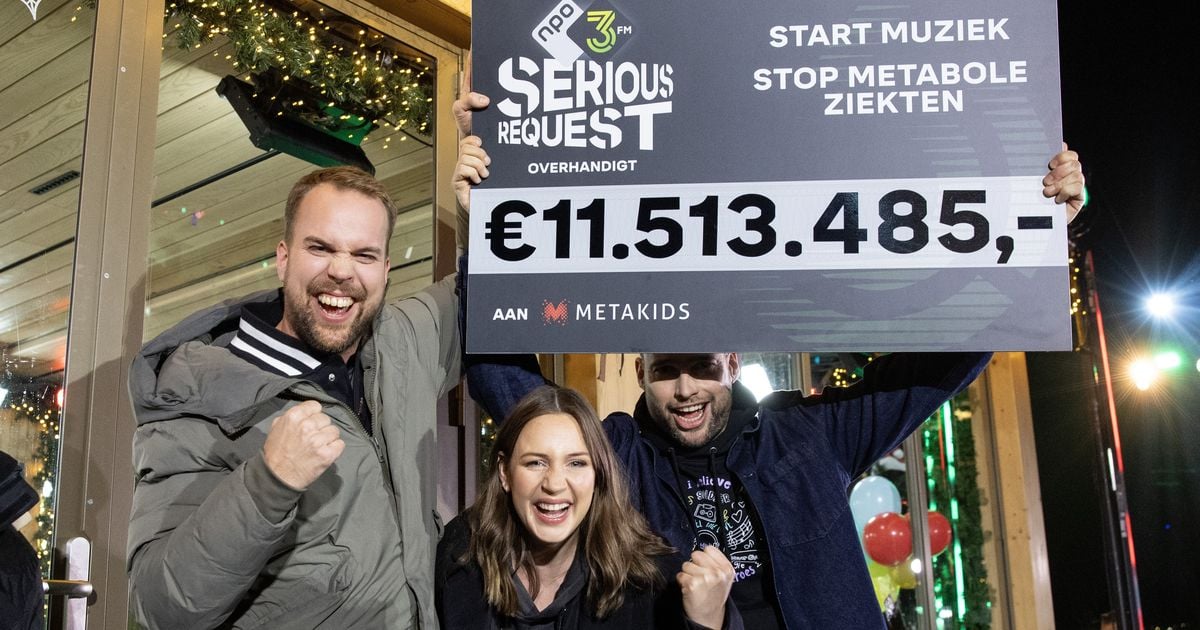 Eindstand Serious Request 11,5 miljoen euro, hoogste bedrag sinds 2014